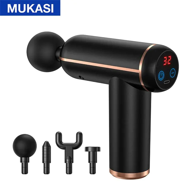 MUKASI Massage Gun Portable Percussion Pistol Massager  My Store Black LCD Display Type C Charge 