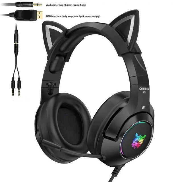 Cute Cat Ear Headphone with Mic  My Store   