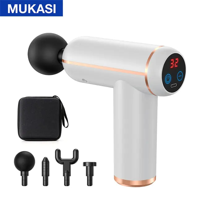 MUKASI Massage Gun Portable Percussion Pistol Massager  My Store White LCD With Bag Type C Charge 