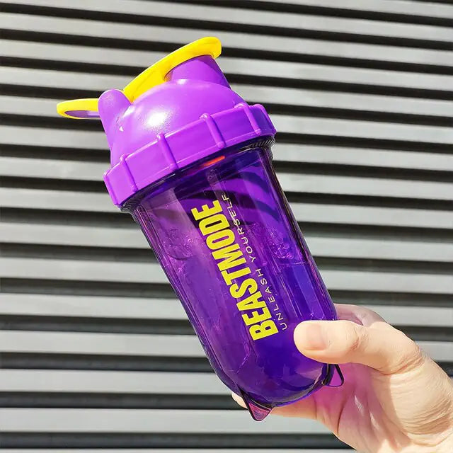 Fitness Protein Shaker Water Bottle  My Store Purple Yellow 560ml 