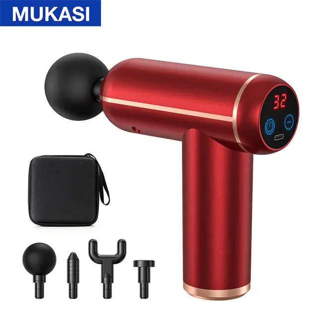 MUKASI Massage Gun Portable Percussion Pistol Massager  My Store Red LCD With Bag Type C Charge 
