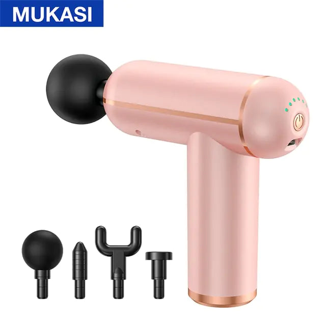 MUKASI Massage Gun Portable Percussion Pistol Massager  My Store Pink Button Type C Charge 