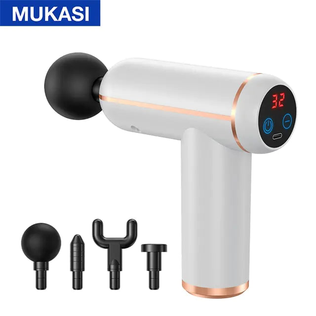 MUKASI Massage Gun Portable Percussion Pistol Massager  My Store White LCD Display Type C Charge 