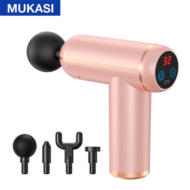 MUKASI Massage Gun Portable Percussion Pistol Massager  My Store Pink LCD Display Type C Charge 