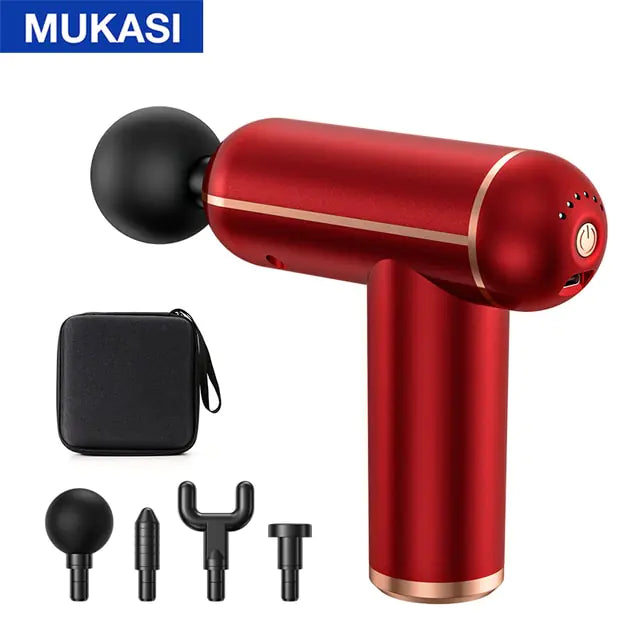 MUKASI Massage Gun Portable Percussion Pistol Massager  My Store Red Button With Bag Type C Charge 