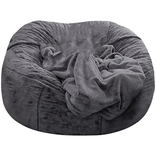 Giant Fluffy Fur Bean Bag  My Store Dark Grey 150x75cm 