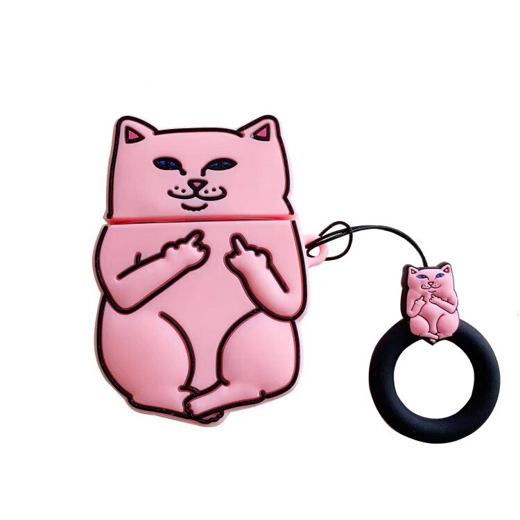 Cartoon Cat AirPods Case  My Store Pink  