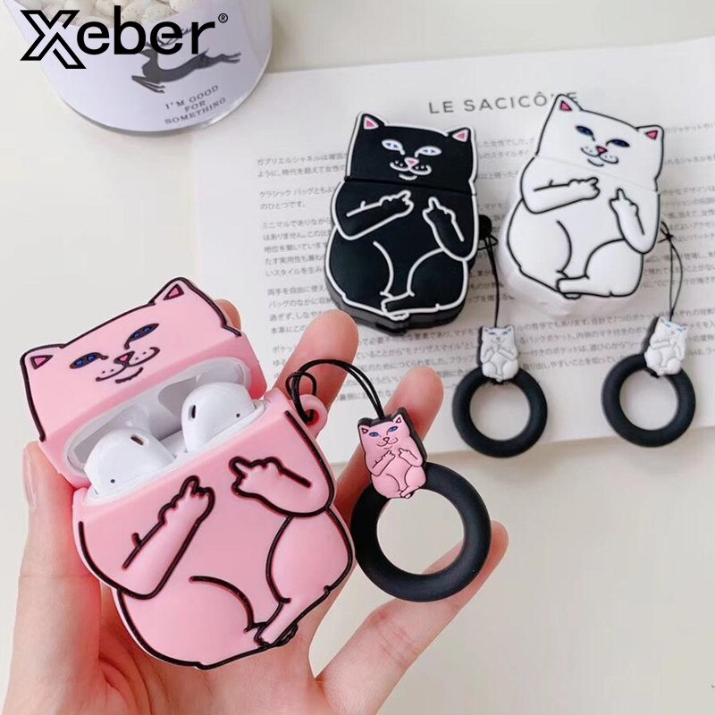 Cartoon Cat AirPods Case  My Store   