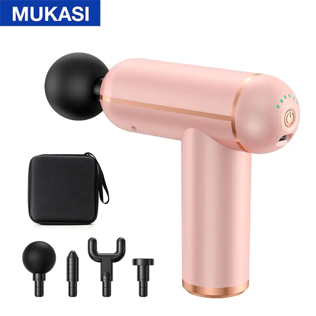 MUKASI Massage Gun Portable Percussion Pistol Massager  My Store Pink Button With Bag Type C Charge 