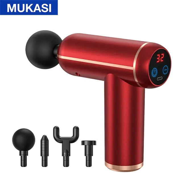 MUKASI Massage Gun Portable Percussion Pistol Massager  My Store Red LCD Display Type C Charge 
