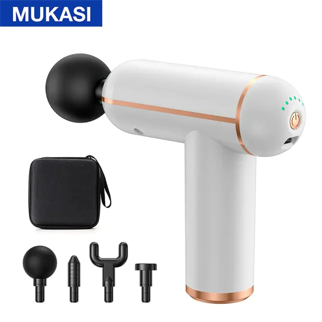 MUKASI Massage Gun Portable Percussion Pistol Massager  My Store WhiteButton With Bag Type C Charge 